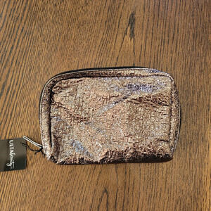 Ulta Beauty Silver Metallic Top Zip Beauty Make Up Cosmetic Bag NEW with Tag